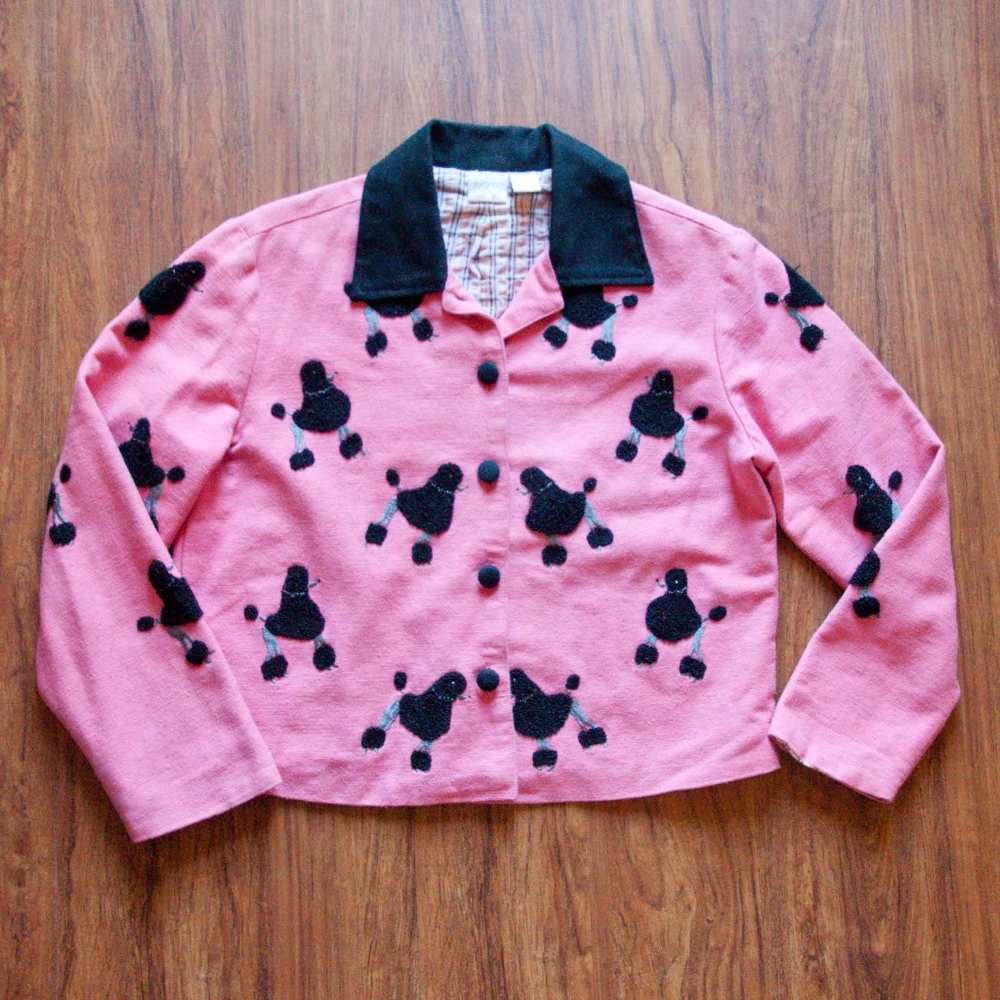 Vintage Bleu Bayou Poodle Jacket Pink & Black Sz S